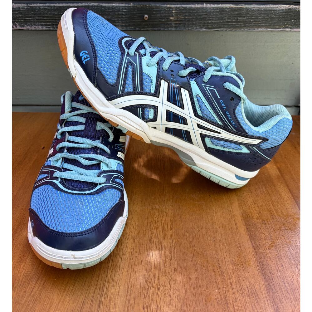 ASICS Gel-Rocket B455N Women’s 9.5 Blue Navy Volleyball Court Shoes Gum Sole - Picture 6 of 9